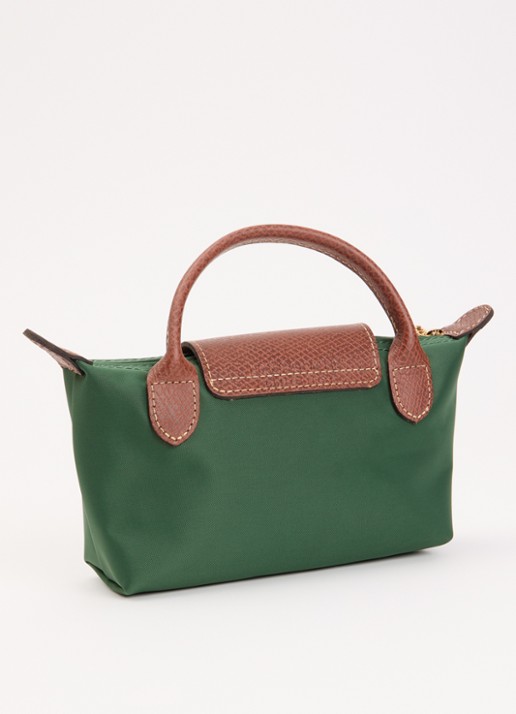 Longchamp Le Pliage Original handtas met leren details - achterkant 3 donkergroen