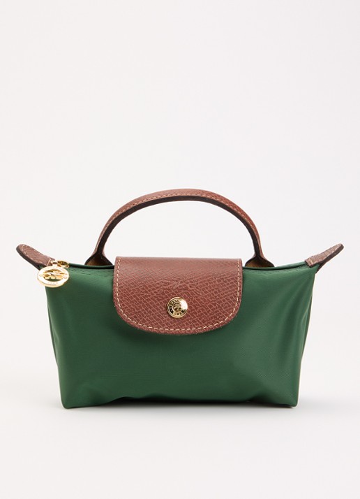 Longchamp Le Pliage Original handtas met leren details - voorkant donkergroen