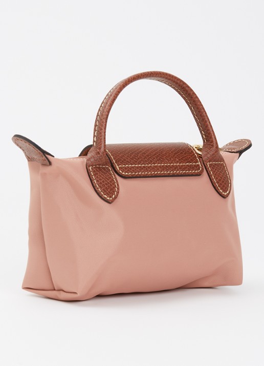 Longchamp Le Pliage Original handtas met leren details - achterkant 3 oudroze