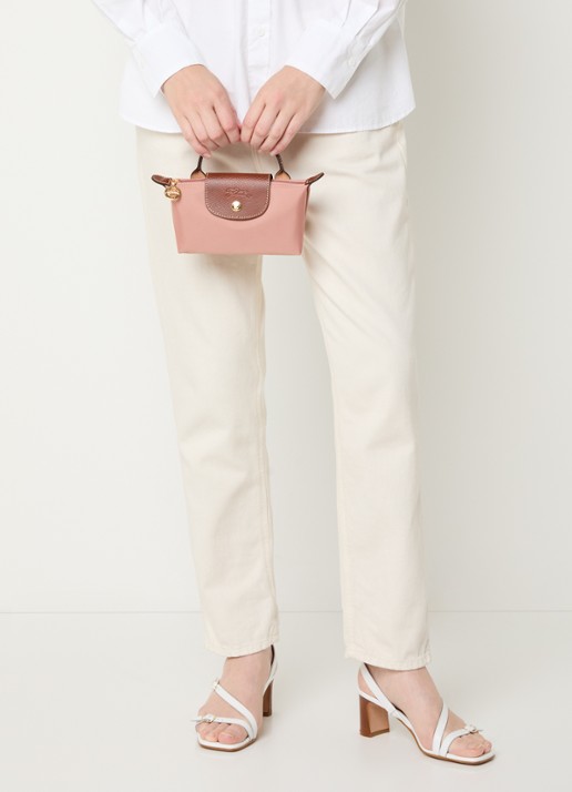 Longchamp Le Pliage Original handtas met leren details - voorkant 2 oudroze