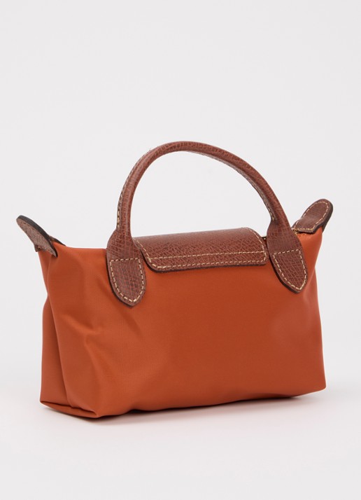 Longchamp Le Pliage Original handtas met leren details - achterkant 3 oranjebruin