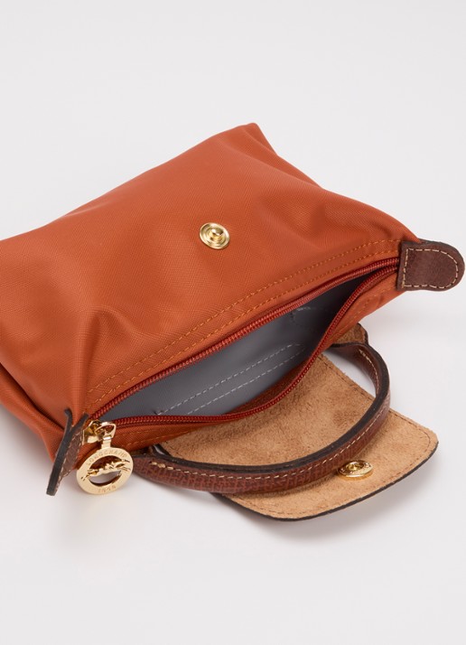 Longchamp Le Pliage Original handtas met leren details - detail 4 oranjebruin