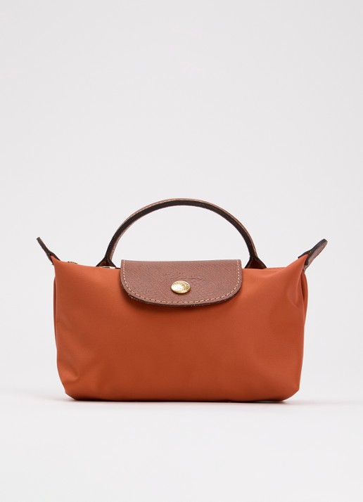 Longchamp Le Pliage Original handtas met leren details - voorkant oranjebruin