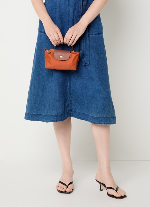 Longchamp Le Pliage Original handtas met leren details - voorkant 2 oranjebruin