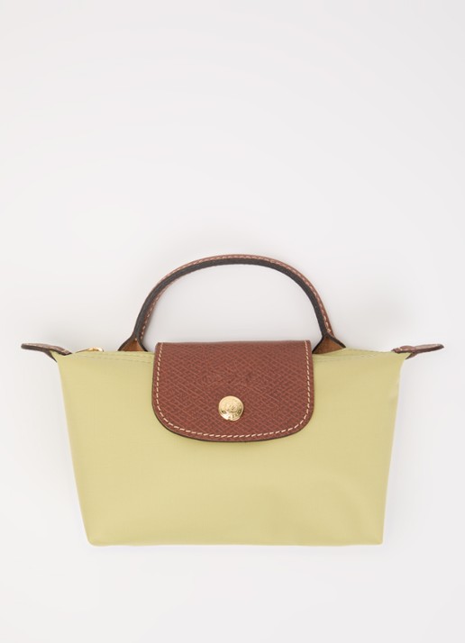 Longchamp Le Pliage Original handtas met leren details - detail 6 mosgroen