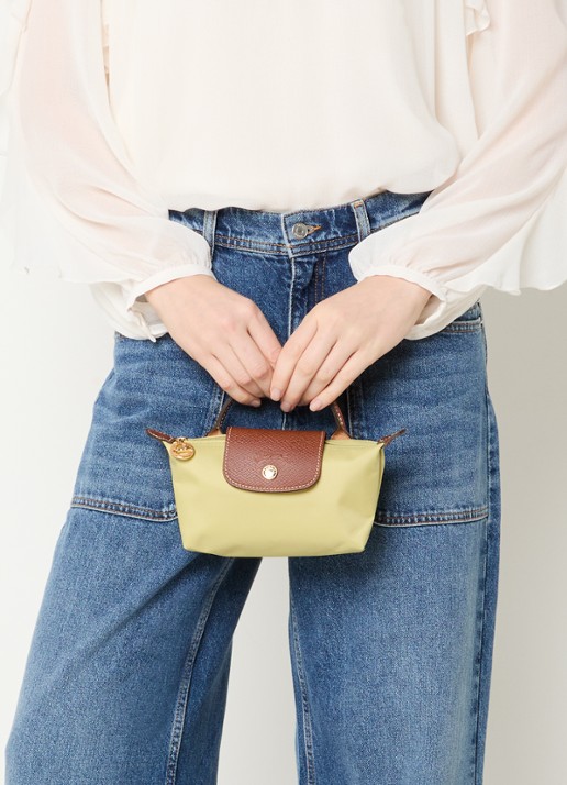 Longchamp Le Pliage Original handtas met leren details - voorkant 2 mosgroen