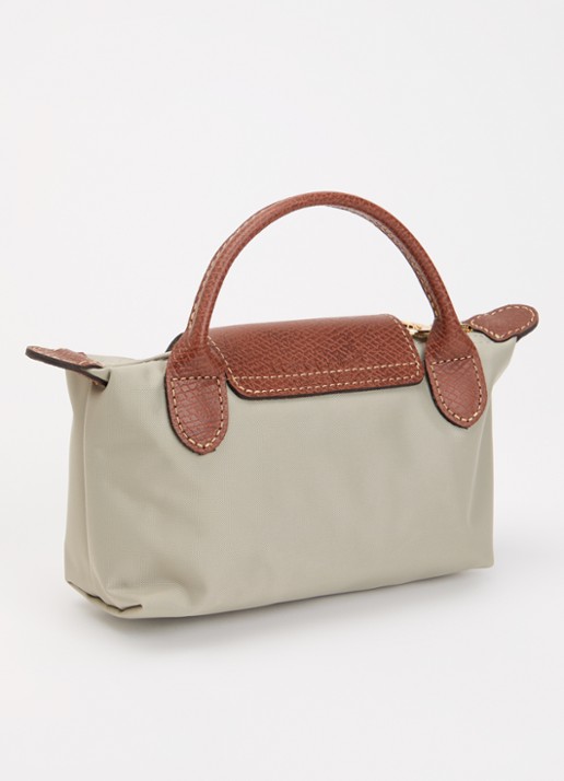 Longchamp Le Pliage Original handtas met leren details - achterkant 3 grijs