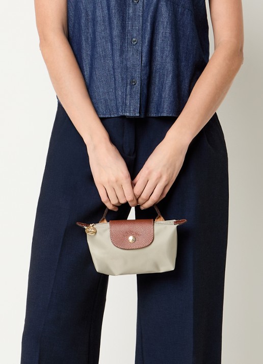 Longchamp Le Pliage Original handtas met leren details - voorkant 2 grijs