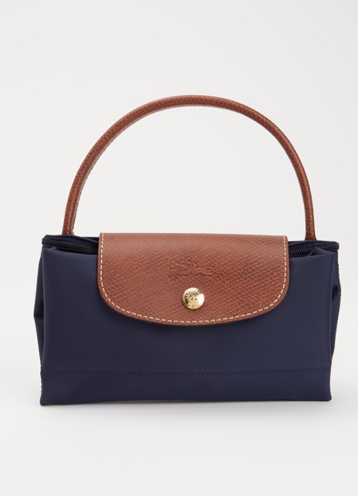 Longchamp Le Pliage Original handtas S met leren details - detail 4 donkerblauw