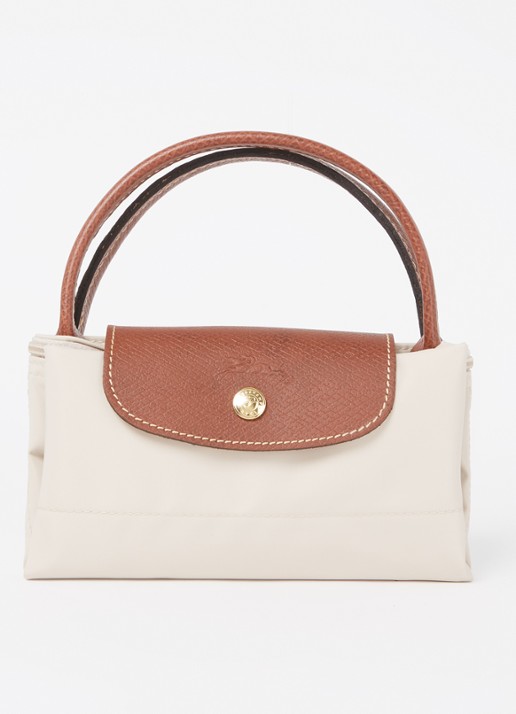 Longchamp Le Pliage Original handtas S met leren details - detail 3 creme
