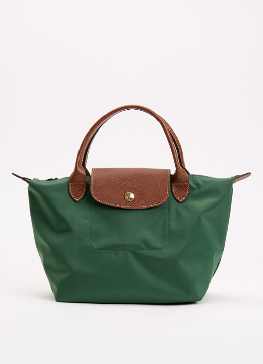 Longchamp Le Pliage Original handtas S met leren details - voorkant 2 donkergroen