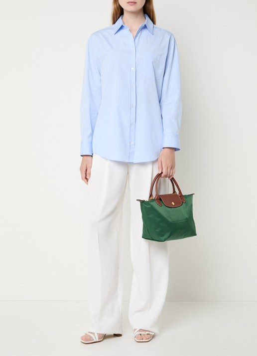 Longchamp Le Pliage Original handtas S met leren details - voorkant 3 donkergroen