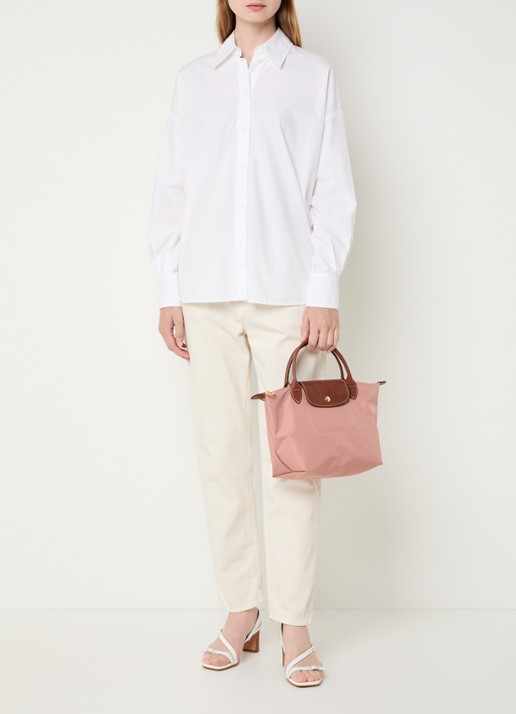 Longchamp Le Pliage Original handtas S met leren details - voorkant 3 oudroze