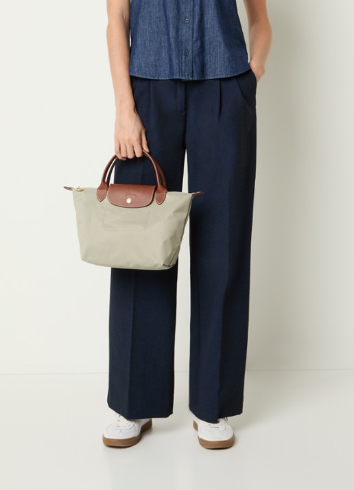 Longchamp Le Pliage Original handtas S met leren details - voorkant 3 donkergrijs