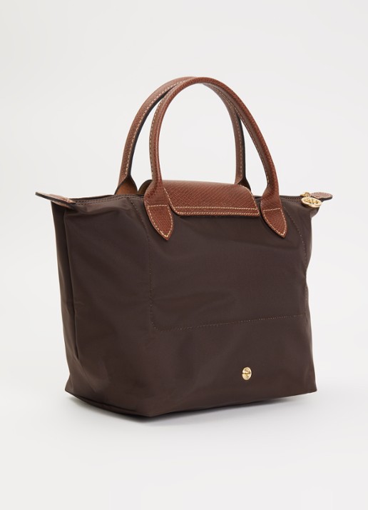 Longchamp Le Pliage Original handtas S met leren details - achterkant 5 chocoladebruin