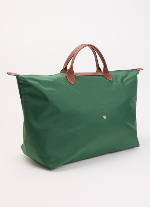 Longchamp Le Pliage Original reistas L met leren details - achterkant 7 donkergroen