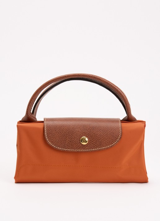 Longchamp Le Pliage Original reistas L met leren details - detail 6 oranjebruin