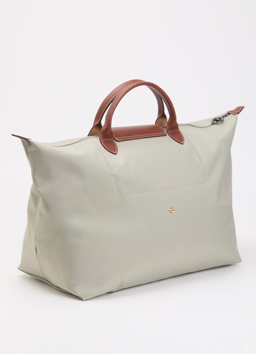 Longchamp Le Pliage Original reistas L met leren details - achterkant 7 grijs