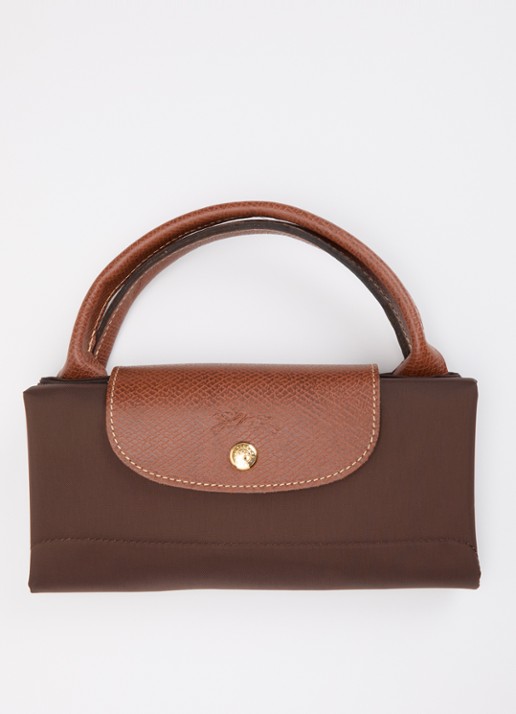 Longchamp Le Pliage Original reistas L met leren details - detail 4 chocoladebruin