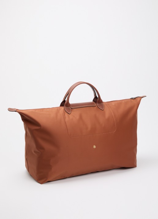 Longchamp Le Pliage Original reistas XL met leren details - achterkant cognac