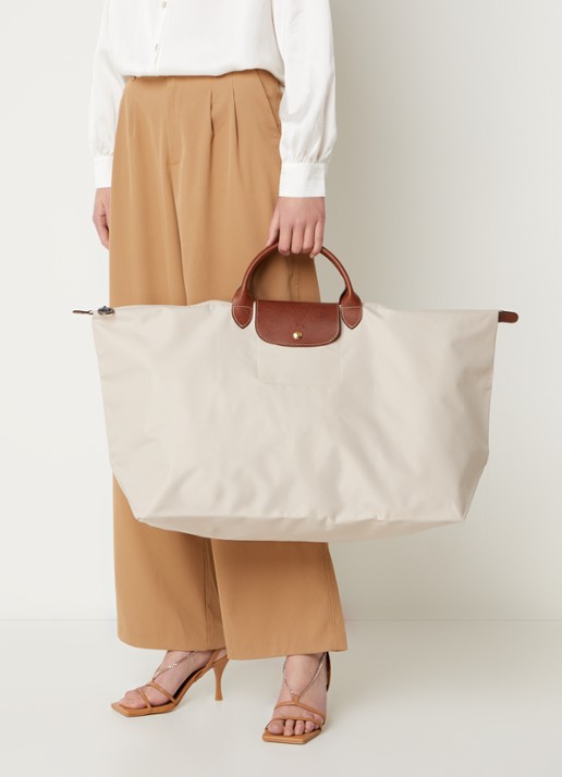 Longchamp Le Pliage Original reistas XL met leren details - voorkant 6 creme