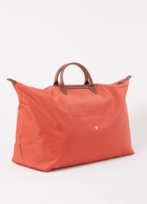 Longchamp Le Pliage Original reistas XL met leren details - achterkant 6 oranjerood