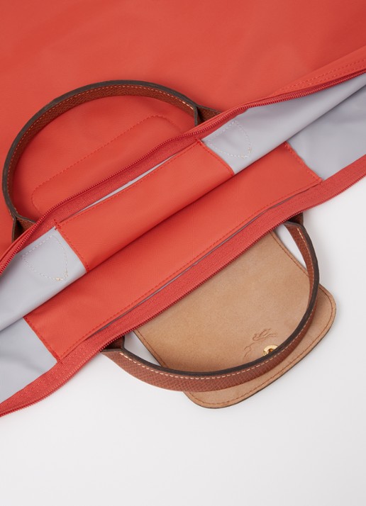 Longchamp Le Pliage Original reistas XL met leren details - detail oranjerood