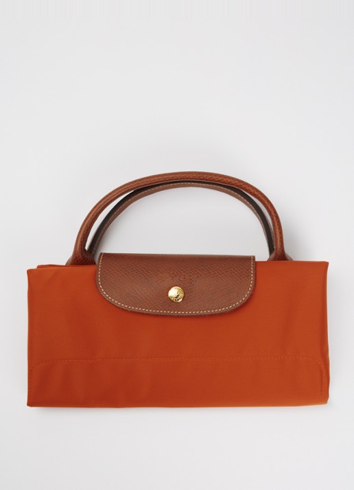 Longchamp Le Pliage Original reistas XL met leren details - detail 6 roodbruin