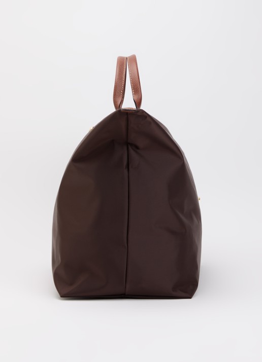 Longchamp Le Pliage Original reistas XL met leren details - detail 3 chocoladebruin
