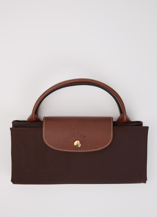 Longchamp Le Pliage Original reistas XL met leren details - detail 4 chocoladebruin