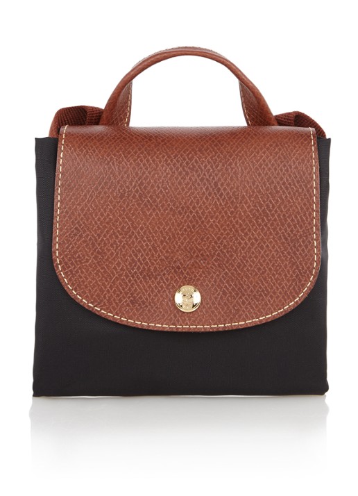 Longchamp Le Pliage Original rugzak M met leren details - detail 3 zwart