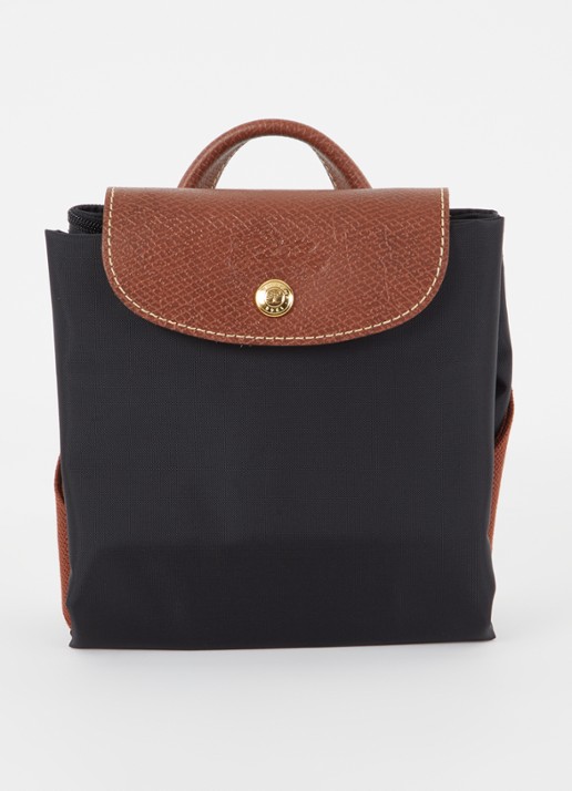 Longchamp Le Pliage Original rugzak M met leren details - detail 5 zwart