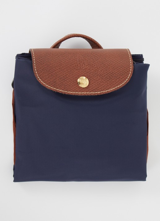 Longchamp Le Pliage Original rugzak M met leren details - detail 3 donkerblauw