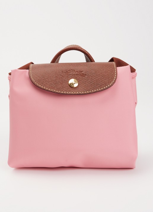 Longchamp Le Pliage Original rugzak M met leren details - detail 4 roze
