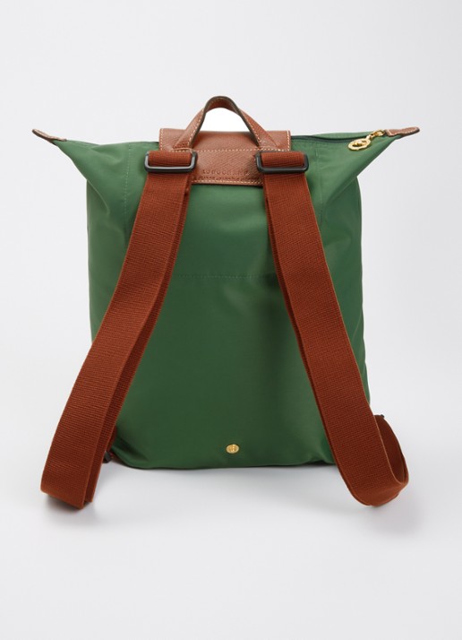 Longchamp Le Pliage Original rugzak M met leren details - achterkant 3 groen