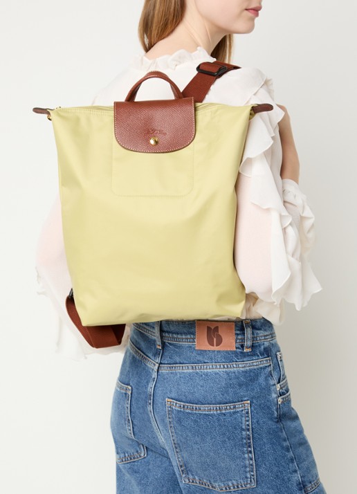 Longchamp Le Pliage Original rugzak M met leren details - voorkant 5 pistachio