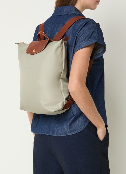 Longchamp Le Pliage Original rugzak M met leren details - voorkant 4 grijs