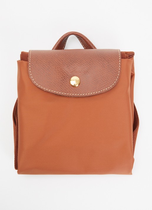Longchamp Le Pliage Original rugzak M met leren details - detail 5 cognac
