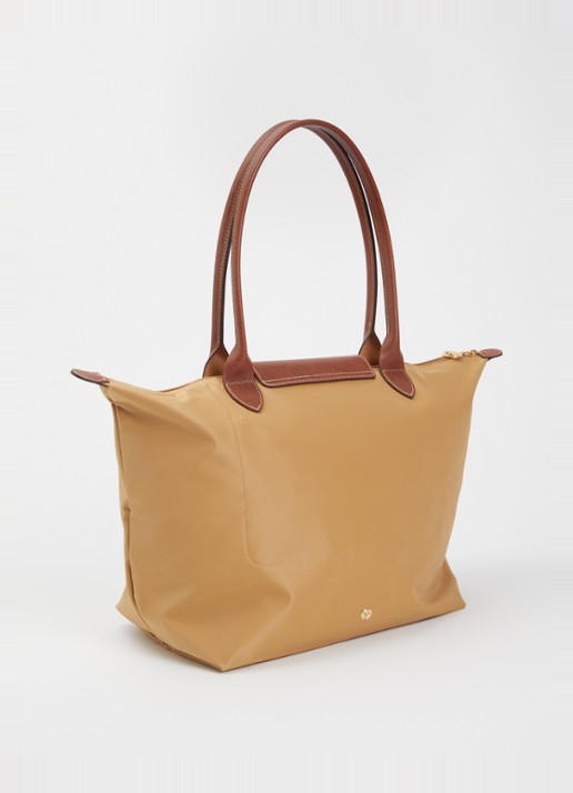 Longchamp Le Pliage Original schoudertas L met leren details - achterkant 7 camel
