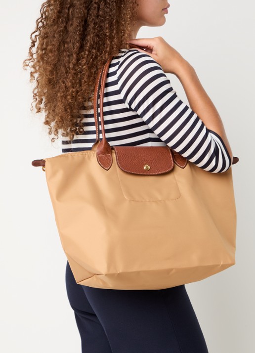 Longchamp Le Pliage Original schoudertas L met leren details - voorkant 3 okergeel