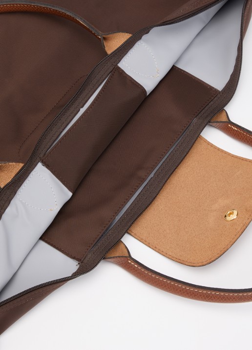 Longchamp Le Pliage Original schoudertas L met leren details - detail 2 donkerbruin