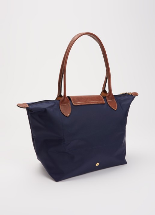 Longchamp Le Pliage Original schoudertas M met leren details - achterkant 7 donkerblauw