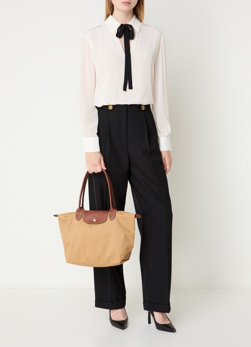 Longchamp Le Pliage Original schoudertas M met leren details - voorkant 6 camel