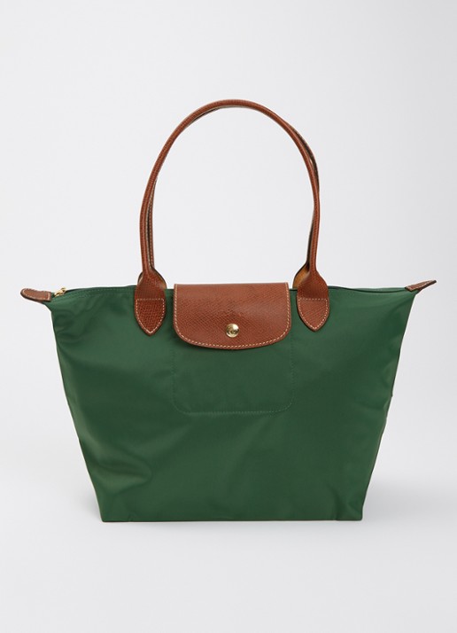 Longchamp Le Pliage Original schoudertas M met leren details - voorkant groen