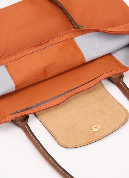 Longchamp Le Pliage Original schoudertas M met leren details - detail 4 oranjebruin