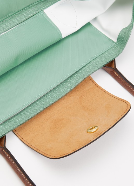 Longchamp Le Pliage Original schoudertas M met leren details - detail 4 zeegroen