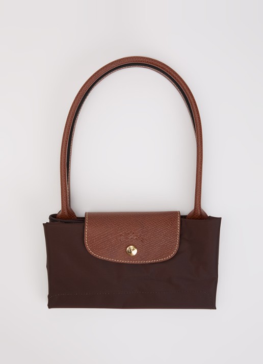 Longchamp Le Pliage Original schoudertas M met leren details - detail 5 chocoladebruin