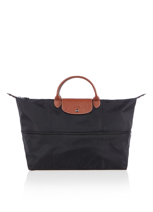 Longchamp Le Pliage Original vergrootbare reistas met leren details - detail 6 zwart
