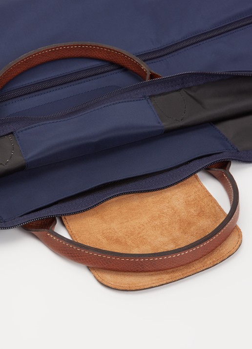 Longchamp Le Pliage Original vergrootbare reistas met leren details - detail 2 donkerblauw