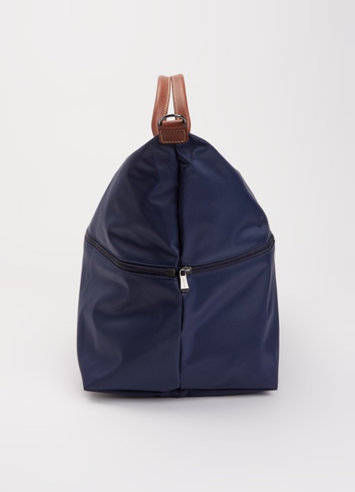 Longchamp Le Pliage Original vergrootbare reistas met leren details - detail 3 donkerblauw